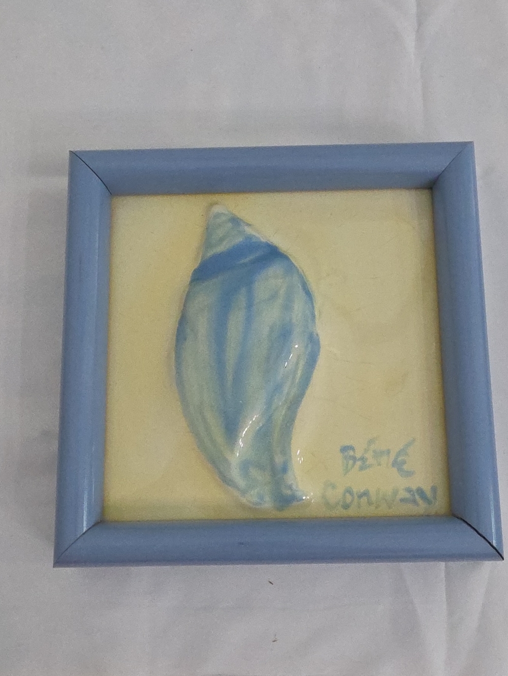 Vtg Bette Conway Blue Shell Ceramic Wall Art